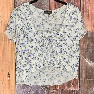 Almost Famous Tie-Front Floral Top Set